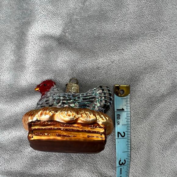 Old World Christmas Hen on Nest Blown Glass Glitter Ornament - Picture 7 of 8